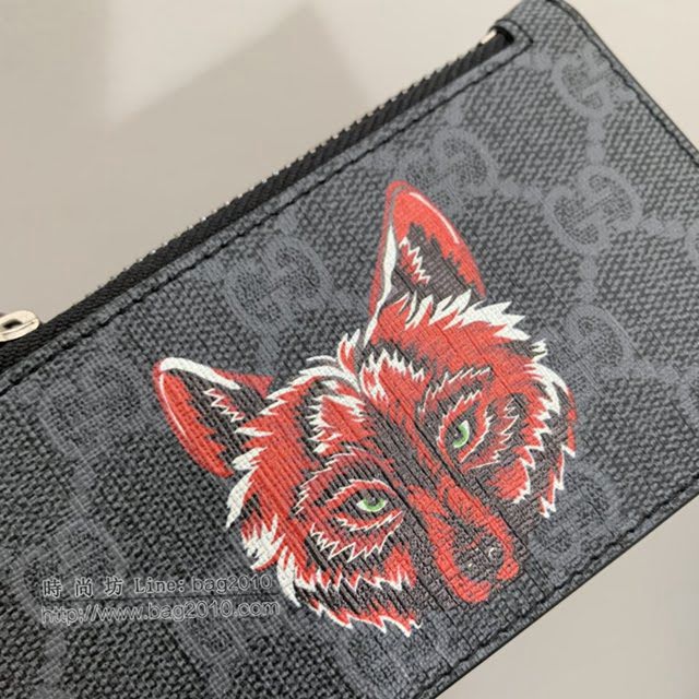 Gucci男包 古驰红狼印花图案拉链卡包零钱包 Gucci手拿零钱包 523903  gdj1564
